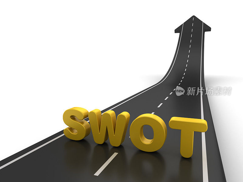 箭路与SWOT短语- 3D渲染